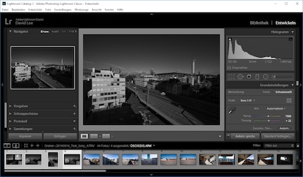 Die Miniaturen zeigen mir hier, dass ich gleich vier Bilder in Schwarzweiss bearbeite.