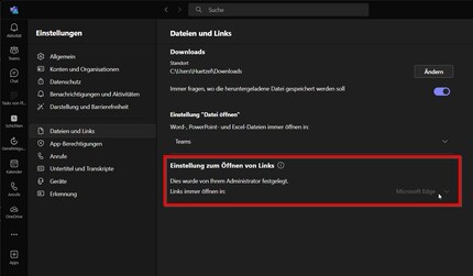 Hier liegt der Hund begraben. Die Einstellung ist ausgegraut und kann nicht angepasst werden.