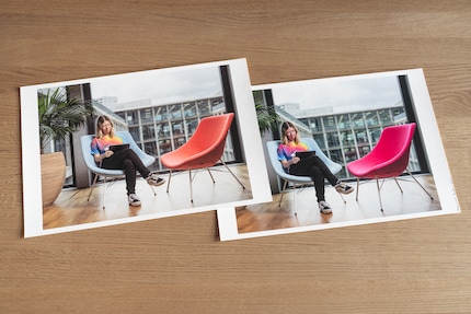 Without the correct ICC profile (left), the colours on this Hahnemühle paper will be completely wrong. With the correct manufacturer profile (right), however, it will.