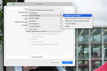 If you use native paper, they’ll be called the same in the settings. For other paper, you have to check the manufacturer’s leaflet to see which setting to choose for the printer.