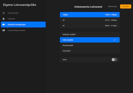 Procreate erstellt ein Video deines Mal-Prozesses. Hier stellst du die Qualität dafür ein.