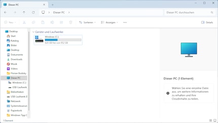 Das Laufwerk E ist leer. Darum wird es ausgeblendet.