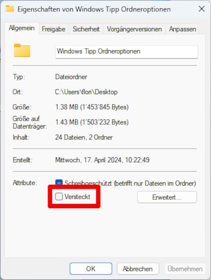 So kannst du einen Ordner verstecken.