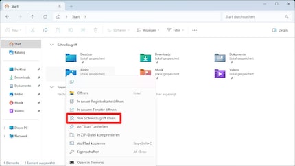 Auch den Schnellzugriff, den Windows selber festlegt, kannst du individualisieren.
