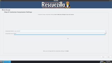 Kompressionsformat und Kompressionsstufe wählen.