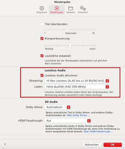 Lossless Audio lohnt sich vor allem kabelgebunden.
