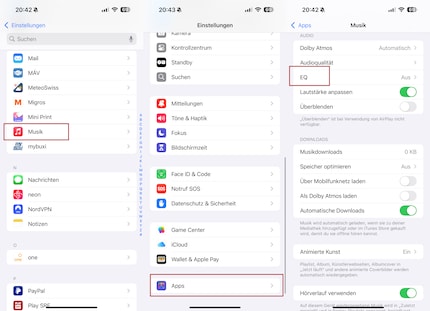 Auf dem Smartphone ist der EQ gut sortiert.