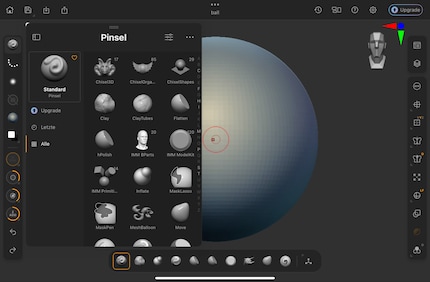 Mit den zahlreichen Pinseln forme ich meine Objekte.